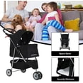 thumbnail image 6 of CL.HPAHKL Folding Dog Stroller, Pet Stroller for Small Medium Dogs & Cats, 3 Wheels Dog Stroller Travel Carrier with Storage Basket & Cup Holder,Black, 6 of 7