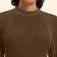 thumbnail image 7 of Htigea Mock Neck T-Shirts for Women Solid Color Long Sleeve Warm Tops Fall Winter Base Layer Shirts Brown S, 7 of 7