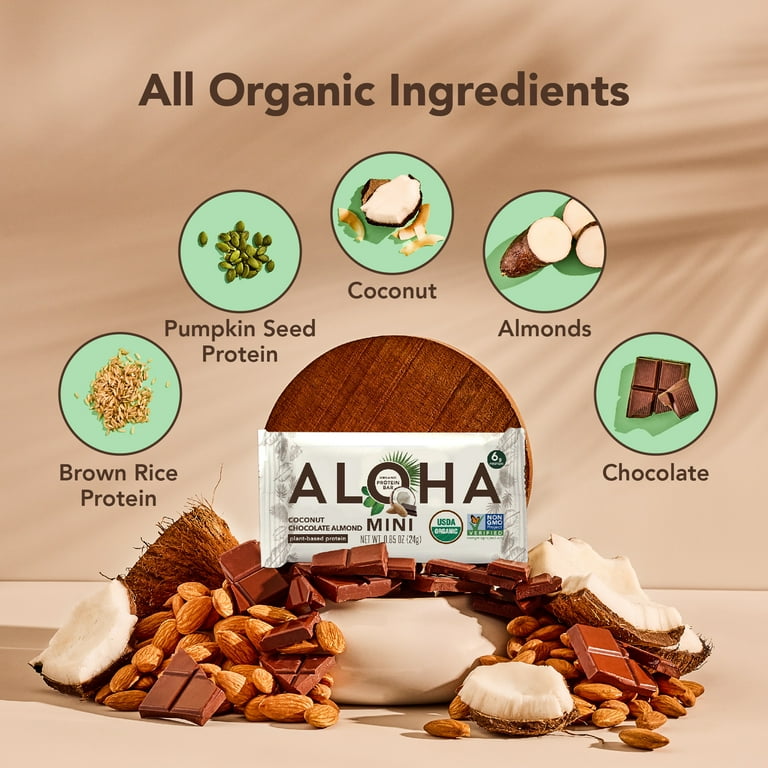 Aloha Plant Based Protein Mini Bars with Coconut, Chocolate