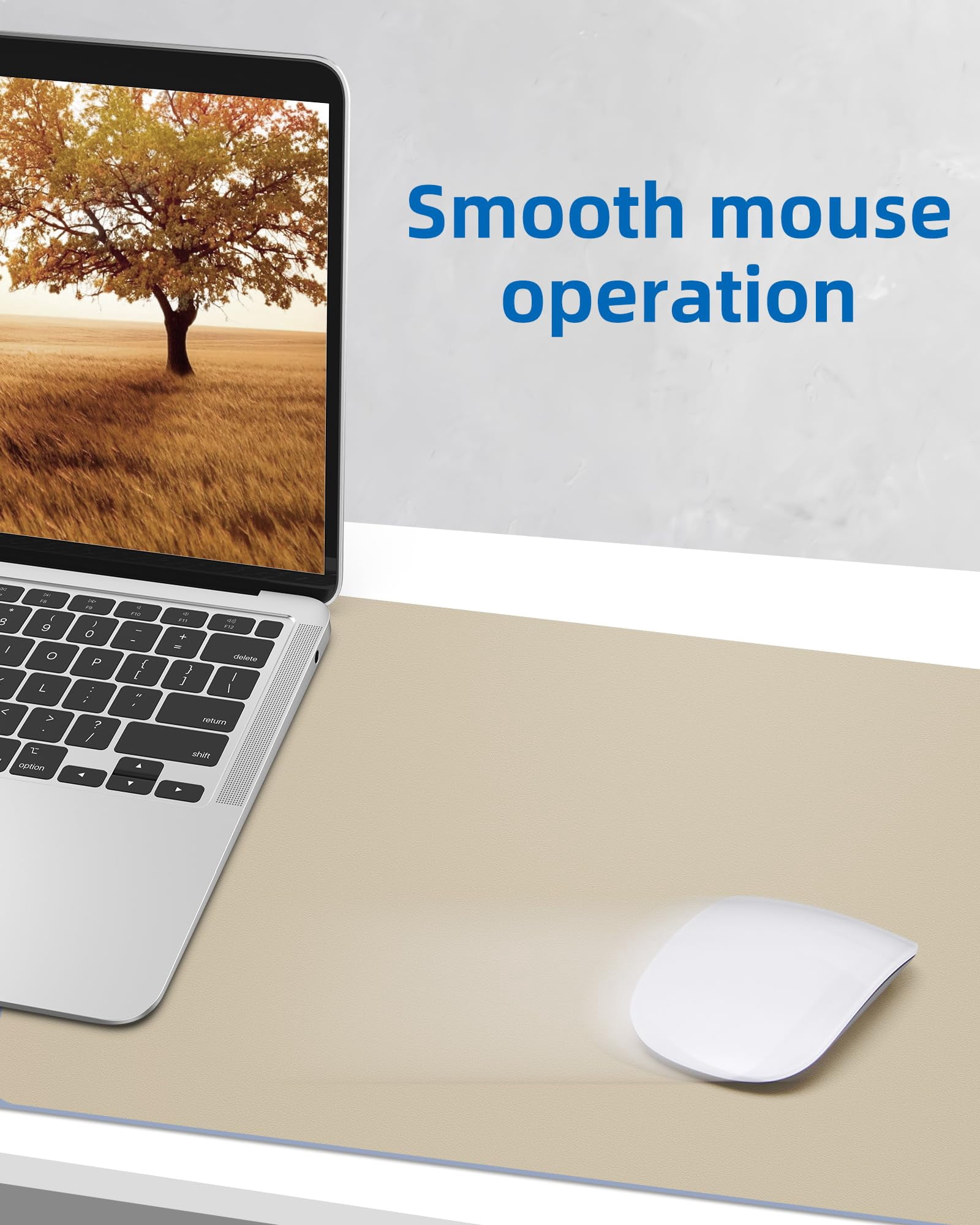 Leather Desk Pad Protector  Mouse Office Mat Non-slip Pu Blotter Large Waterproof For Office/home/decor (beige 48" X 17")