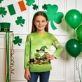 thumbnail image 2 of Tauxra Chandail de la Saint-Patrick pour Adultes, Chandail à Col Rond Imprimé à Manches 3/4, T-Shirt Décontracté à Manches Longues avec Graphique de Trèfle pour Activités Festives, 2 of 6