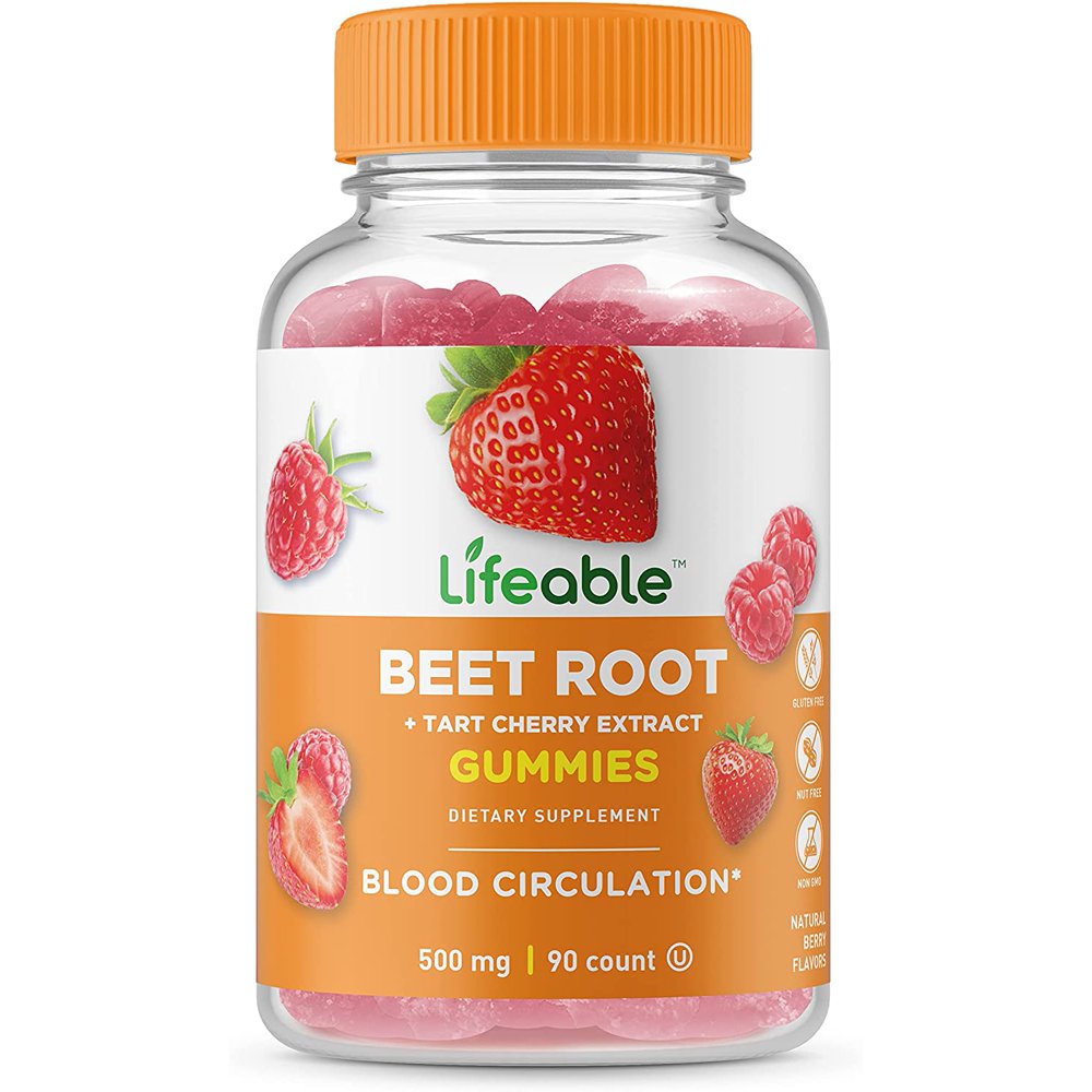Lifeable Beet Root Vitamin Gummies 500 mg Great Tasting Natural