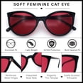 thumbnail image 6 of SA106 Womens Oversized Cat Eye Goth Pop Color Lens Plastic Sunglasses Black Frame - Red Lens, 6 of 7