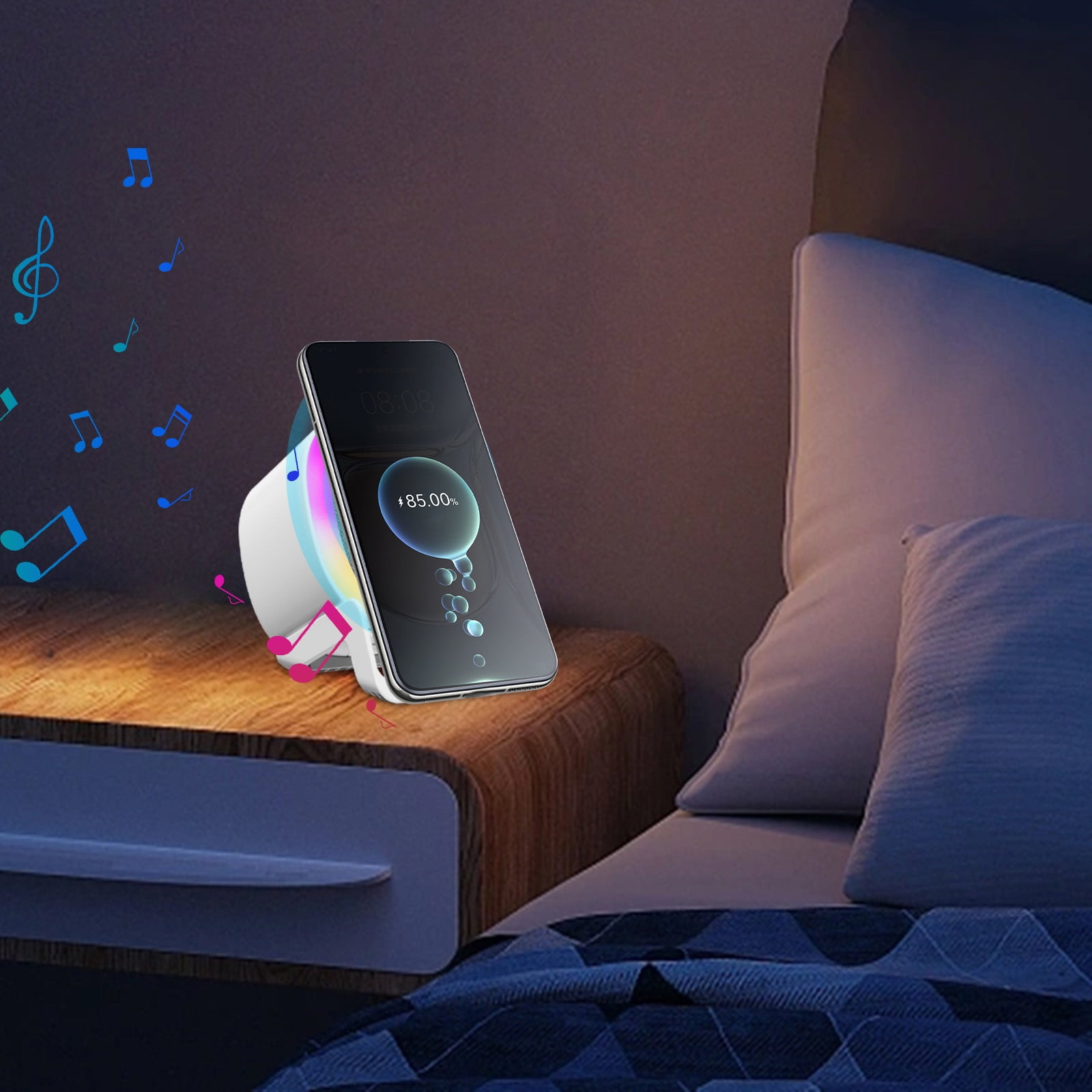 LAMPADA CASSA BLUETOOTH COMODINO CON RICARICA WIRELESS ALTOPARLANTE SVEGLIA LED – – elettronica, musica, videogames, DVD e tanto altro