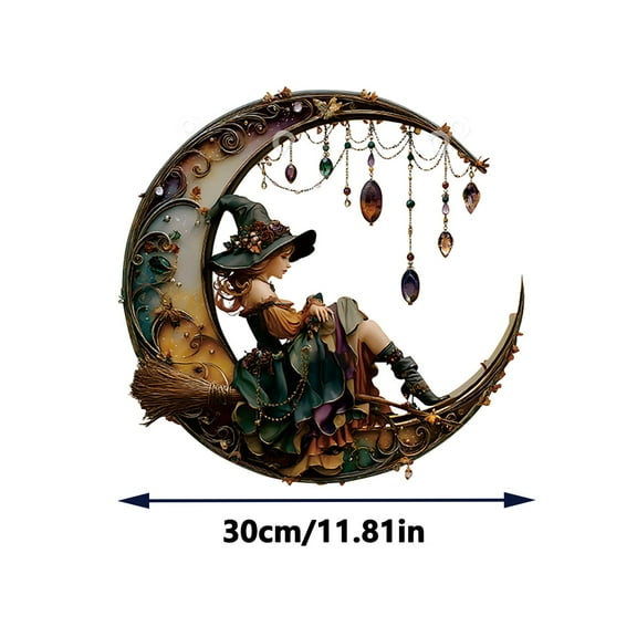 YIKA Halloween Decoration Witch With Crystal Pendant Acrylic Wall Hanging Home Decoration Halloween Ornaments