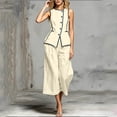 thumbnail image 5 of BRELIL Women Two Piece Sets Round Neck Sleeveless Tank Tops Wide Leg Pants Summer Casual Loungewear Matching Sets Vacation Travel Outfits Boho Solid Loose Tracksuit, Yellow 2XL, 5 of 6