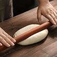 thumbnail image 4 of Wooden Rolling Pin - Solid Wood Dough Roller for Pie Crusts, Cookies, Bread, Pizza, Noodles; Multi-Purpose Kitchen Tool with End Caps for Crushing Garlic & Herbs; Hand Washable, 4 of 7