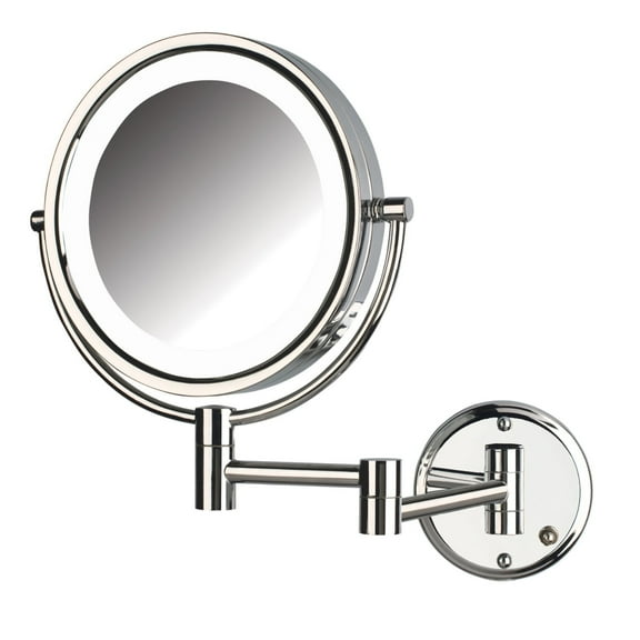 Jerdon Wall-Mounted Makeup Mirror With Lights - Direct-Wired Lighted Makeup Mirror with 8X Magnification & Chrome Finish - Model HL88CLD