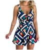 thumbnail image 1 of Femmes Pantalons Femmes Mode Bandage Backless V-Neck Casual Impression Courte Combinaison Bleu S, 1 of 6