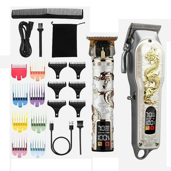 Hair Clippers Beard Trimmer Barber Tool Trimming Machine Portable LCD Display Gold 1