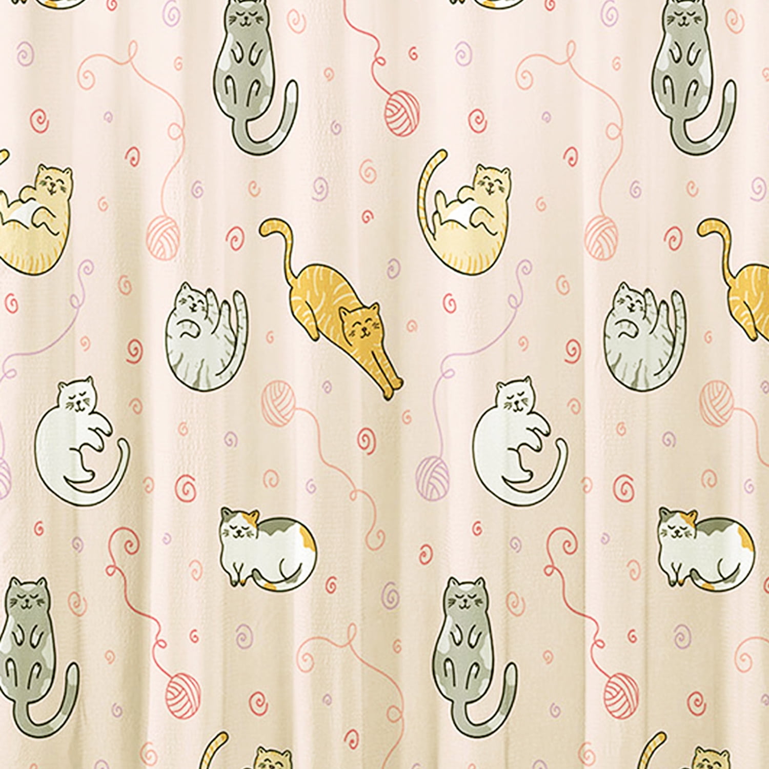 Kidz Mix Sleepy Cats Window Panel Pair - 63"