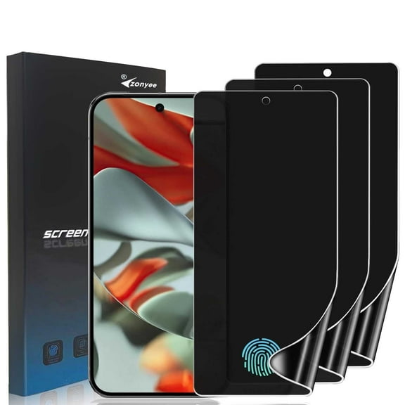 ZYQEEE 3 Pack Privacy Screen Protector for Google Pixel 9 Pro XL - 6.8",Anti-Spy Hydrogel Soft TPU Protective Film, Fingerprint Compatible, Curved Full Coverage [Not Tempered Glass]