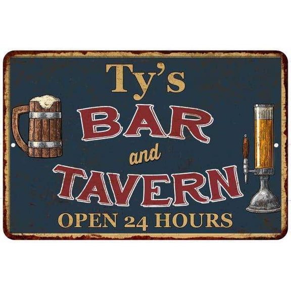 Ty's Green Bar & Tavern Rustic Sign 8 x 12 High Gloss Metal 208120047004