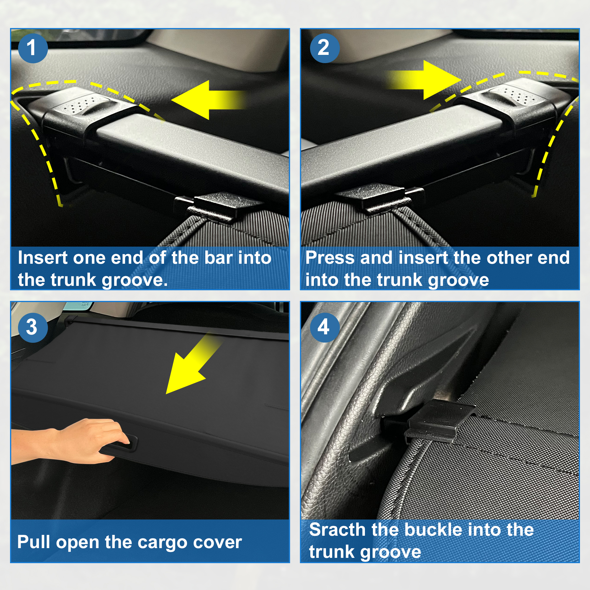 Unique Bargains Retractable Cargo Cover for Toyota RAV4 2019-2023 Shade Gloss Black