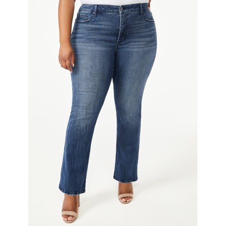 Sofia Jeans Women's Plus Size Curvy High Rise Skinny Kick Bootcut Jeans