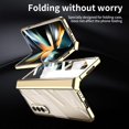 thumbnail image 7 of MonsDirect for 7.6 inch Samsung Galaxy Z Fold 4 5G 2022 Case, Clear Plating Frame Hard PC Back Shell With Screen Protector, Slim Anti-Drop Free Folding Hinge Protection for Galaxy Z Fold 4, Gold, 7 of 7