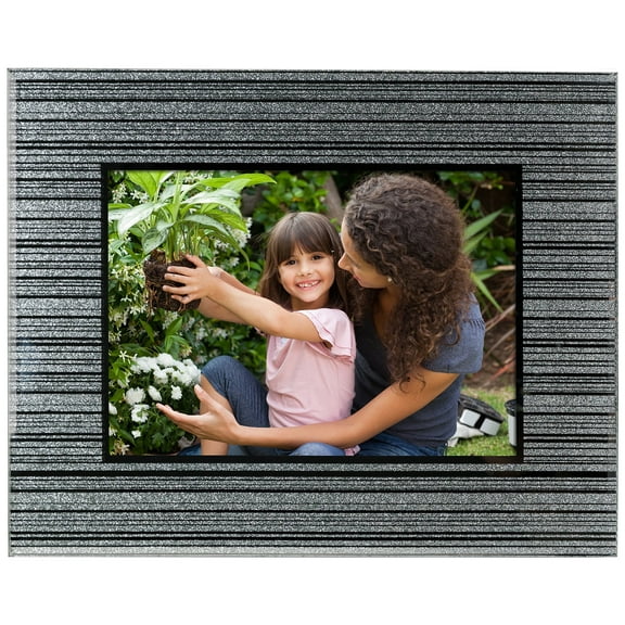 Excello Global Products EGP-HD-0205 Decorative 5" X 7" picture frames, Shimmering Silver Border Photo Frames, Standing with Included Easel or Ready to Hang, Overall Dimension 8" X 10"