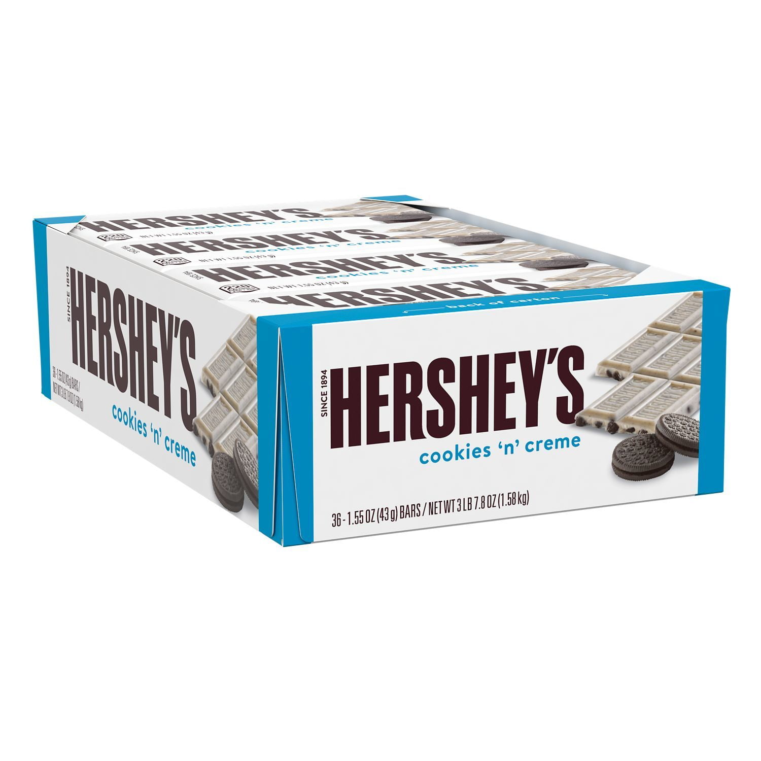 verdamping Voorbijgaand map HERSHEY'S, COOKIES 'N' CREME Candy, Individually Wrapped, 1.55 oz, Bars (36  ct) - Walmart.com