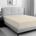 thumbnail image 4 of Color Sense 100% Cotton Percale Single Fitted Bedsheet Cool & Crisp King Ivory, 4 of 14