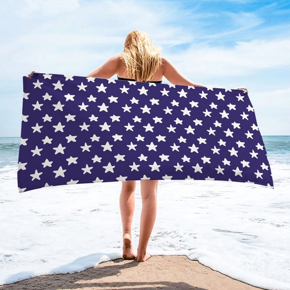 LACKUST Star Print Quick-Dry Beach Towel - Lightweight & Sand-Resistant for Travel, Pool - 75x150cm