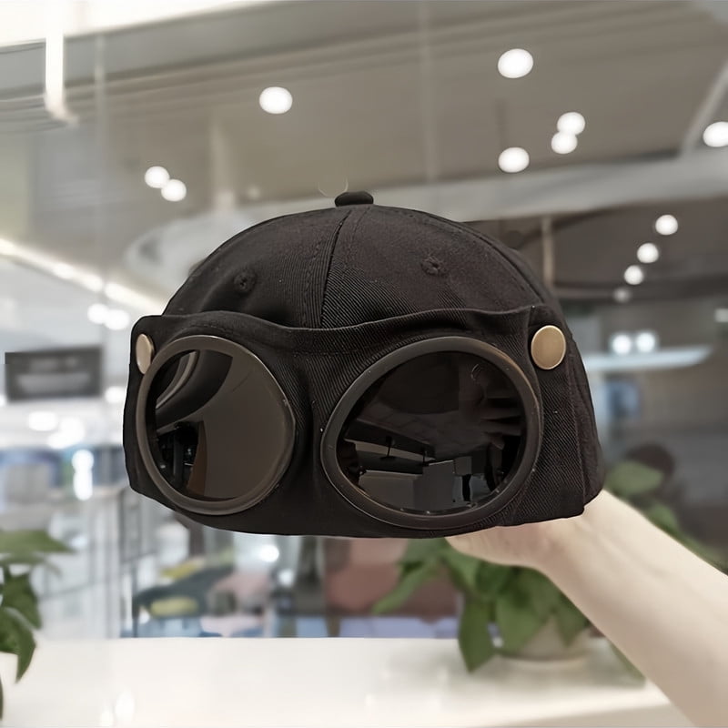 Canvas Baseball Cap with Attached Goggle Sunglasses, Baseball Hat with Goggles, Pilot Style Hat, Durable Materials Multiple Wearing Style