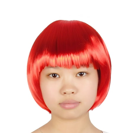 Unique Bargains Woman Cosplay Party Short Straight Hairpiece Flat Bangs Hair Full Wig