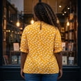 thumbnail image 4 of Agnes Orinda Women's Plus Size Tops Polka Dots Ruffle Hem Short Sleeve Mock Neck Blouses 3X Yellow, 4 of 6