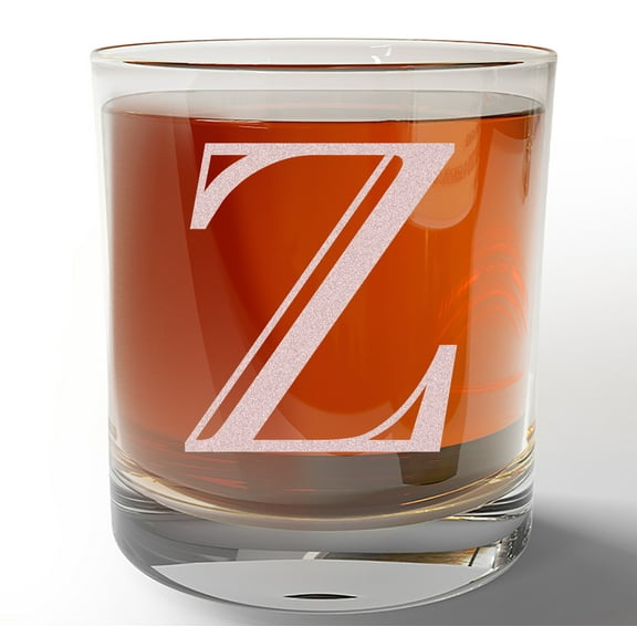 Monogram Etched Letter Z 11oz Whiskey Rocks Glass Bourbon Scotch Lowball Old Fashioned Gifts for Him for Groomsmen for Husband