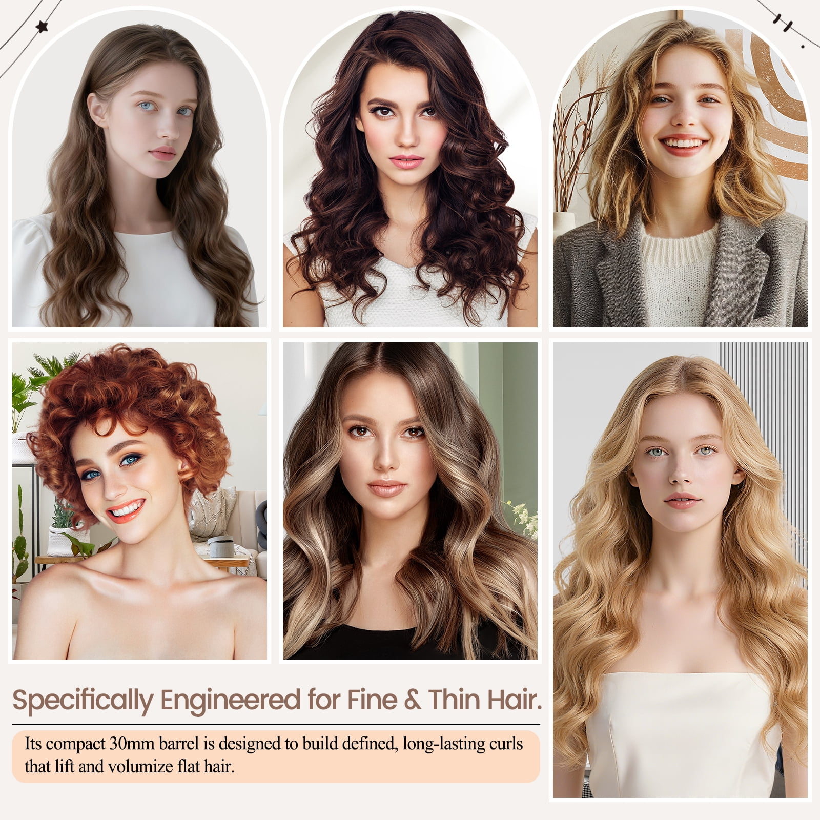 AFDD 30MM Long Hair Curling Barrel Attachment compatible with Shark FlexStyle 1.2Inch Wide Extra Automatic Curling Attachment with Both Directions for Voluminous Curls