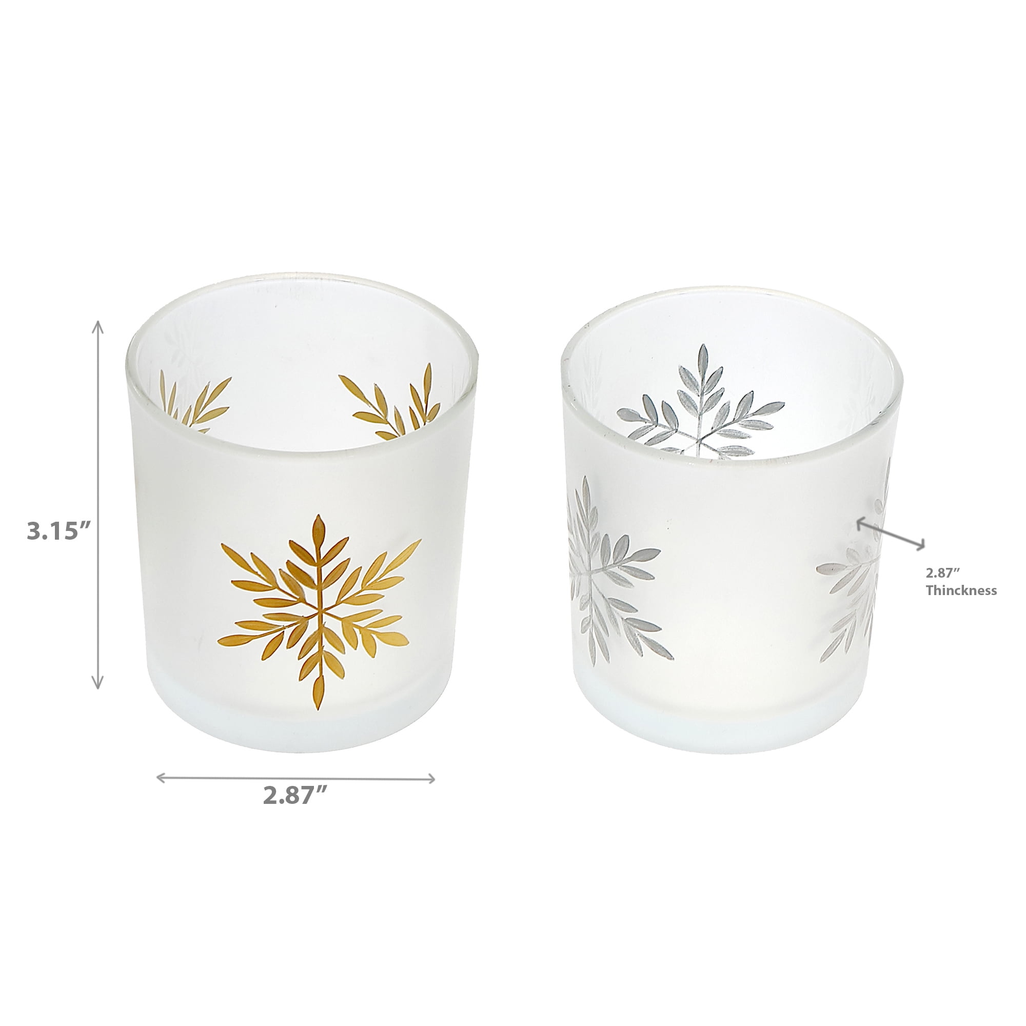 Frosted Glass Tealight Holders (Snowflake) (Asstd) - Set of 2