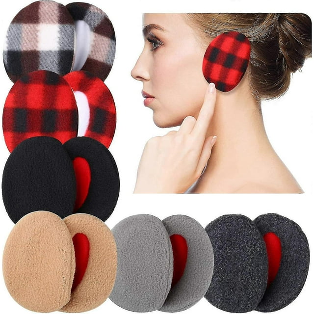 6 Pairs Earmuffs Bandless Fleece Ear Warmers Winter Ear Covers Unisex, 6 Colors