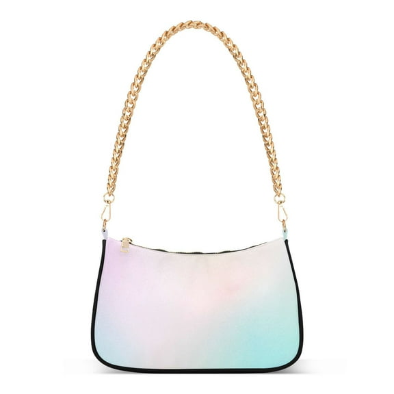 Light Color Gradient Womens Chain Shoulder Bag Tote Handbag Clutch Hobo Purse with Zipper for Travel Casual