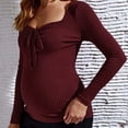 thumbnail image 6 of Edvintorg Long Sleeve Maternity Shirts for Women Fashion Solid Color Round Neck Casual Maternity Tops Blouse with Bandage Fall Winter Pregnancy Clothes for Women Comfy, 6 of 7