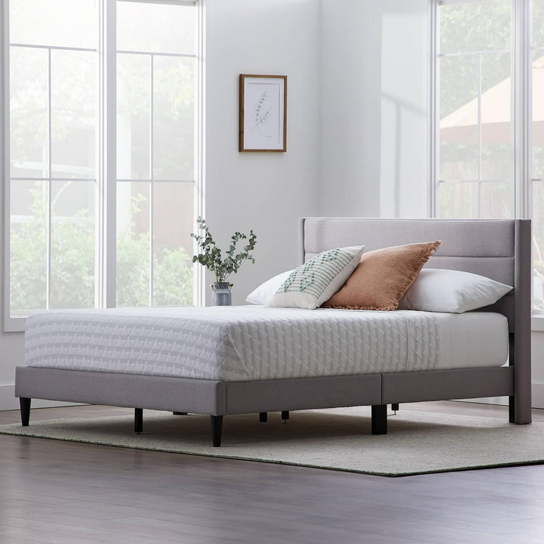 Upholstered triple lined platform bed deals