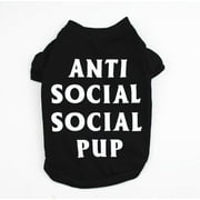 Small Dog T- Shirt Anti Social Pup Dog T Shirt - Black Dog Shirt