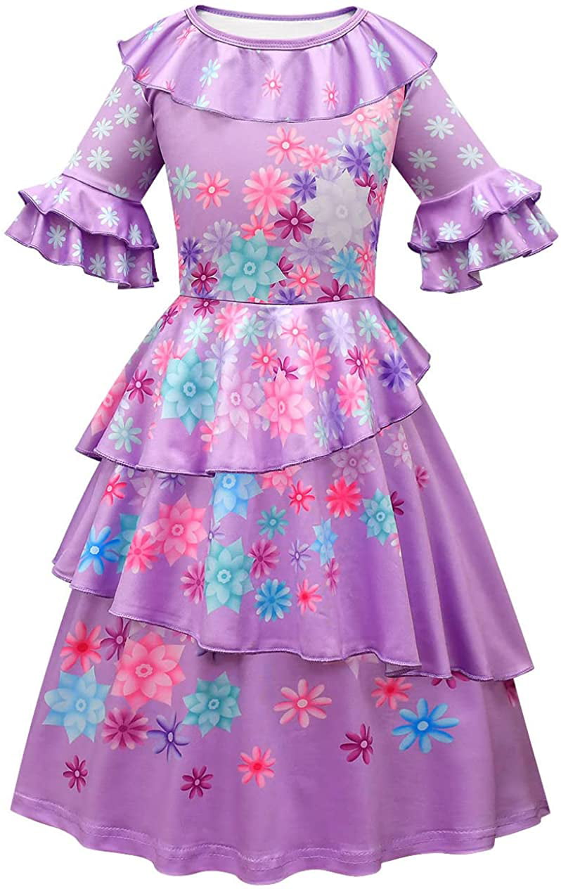 Encanto Costume Kids Mirabel Isabela Madrigal Dress for Girls Princess Cosplay Halloween Outfits… 