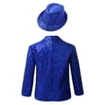 thumbnail image 2 of MSemis Kids Boys Shiny Sequin Suit Jacket Party Blazer Dance Tuxedo Costume with Hat,Size 6-16 Blue 10, 2 of 6