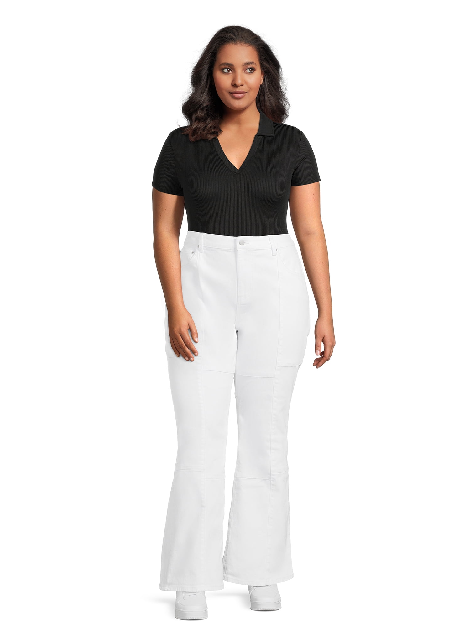 No Boundaries Juniors Plus Size High Rise Pieced Flare Jeans, 31.5" Inseam, Sizes 19-25