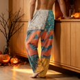 thumbnail image 4 of EANJE Halloween Pajamas for Men Loungewear Sleepwear Wide Leg Pajama Corduroy Pumpkin Ghost Bat Print High Waisted Pj Pant Plus Size Fall Drawstring Lounge Pants with Pockets Orange 2XL, 4 of 5