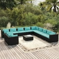 thumbnail image 1 of vidaXL 12 Piece Garden Lounge Set with Cushions Black Poly Rattan, 1 of 5