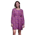 thumbnail image 1 of Bimba Robe Midi à Manches Longues Boutonnée à Imprimé Floral et Libellule Artistique Violette pour Femmes Vêtements-Grand, 1 of 1