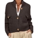 thumbnail image 1 of Suéteres Tipo Cárdigan Cortos para Mujer, de Punto Grueso, con Botones, Larga, Cuello Alto y Abertura Frontal, Chaquetas Holgadas. Marrón M, 1 of 7