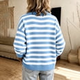 thumbnail image 6 of Fengqque Lady's Winter Long-sleeved Button-down Knitted Cardigan With Striped Sweater Coat, 6 of 7