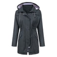 thumbnail image 2 of Gabardina impermeable LOMON con capucha larga para mujer, 2 of 6