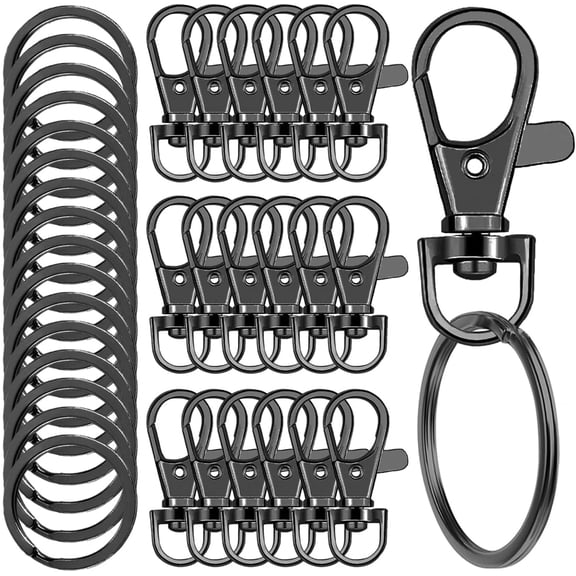 100 Pcs Keychain Hooks with Key Rings, Keychain Clip Hooks with Rings for Lanyard Jewelry Making DIY Crafts(50 Pcs Metal Lobster Claw Clasps   50 Pcs Flat Key Rings) (Rose Gold)