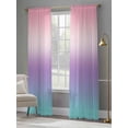 thumbnail image 4 of Pink Purple Teal Ombre Cream Semi Sheer Window Curtains 108 Inches Long, Modern Abstract Art Aesthetics Rod Pocket Voile Chiffon Curtain Light Filtering Drapes for Living Room, 52"x108", 2 Panels, 4 of 9