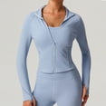 thumbnail image 3 of Women's Slim-Fit Athletic Zip Crop Jacket Weightless Performance Tech with Thumb Holes Running Yoga Studio-to-Street Wear, 3 of 6