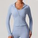 thumbnail image 3 of Chaquetas y abrigos casuales sin capucha de manga larga para mujer, moda femenina, de manga larga, lisas, con cremallera, cuello alto, ropa deportiva para exteriores, chaqueta, blusa, blusa de poliést, 3 of 6