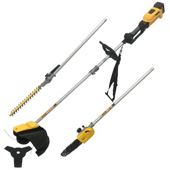 20V Coreless Trimmer / Chainsaw / Edger, 4-in-1 Multi Function Garden Electric Tool with String and 3-tooth-Blade Trimmer, 8 inch Chainsaw and 10 inch Edger for Garden, Back Yard and s