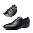 thumbnail image 4 of Tawop Dress Shoes for Men Faux Leather Casual Comfy Fashion Lace Up Hollow Oxfords Black Size:5.5, 4 of 9
